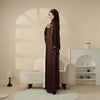Luxury 4-Piece Satin Abaya Set – Comfortable, High-Quality with Belt, Inner Dress & Hijab