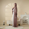 Luxury 4-Piece Satin Abaya Set – Comfortable, High-Quality with Belt, Inner Dress & Hijab